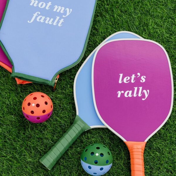 Kate Spade New York Let's Rally Blue and Pink Pickleball Set Including 2 Paddles, 2 Paddle Covers, and 2 Pickleball Balls Two Tone, Let's Rally