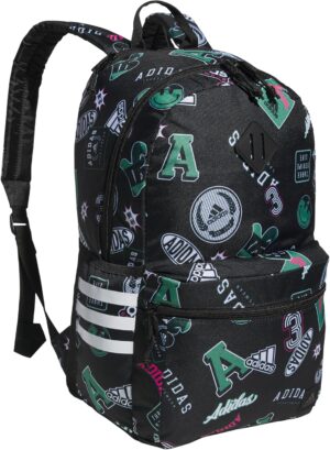 adidas 3-Stripe Classic Backpack for Men and Women, Bag with Laptop Sleeve, Rec League Black/White/5.0, One Size