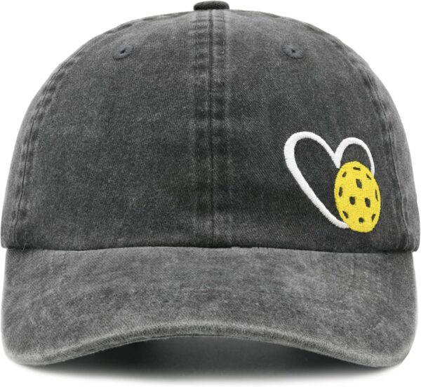 Pickleball Hat, Funny Pickleball Gifts, Adjustable Embroidered Heart Pickle Ball Baseball Cap for Men Women Black