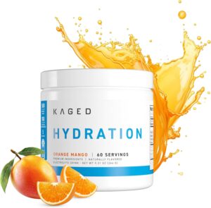 Kaged Electrolyte Hydration Powder Hydracharge Orange Mango Sports Drink for Men and Women Pre, Post, Intra Workout Supplement 60 Servings