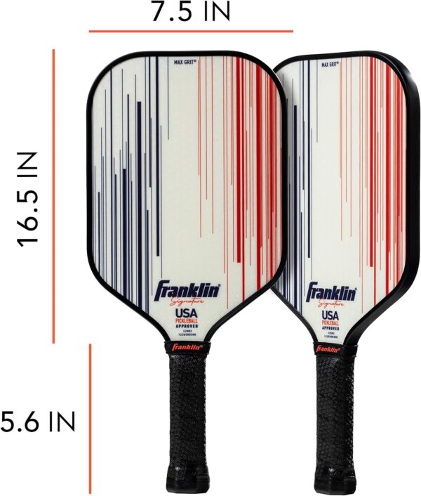 Franklin Sports Pro Pickleball Paddles - Signature Series Pro Pickleball Paddle with MaxGrit Surface - USA Pickleball (USAPA) Approved Tournament Pickleball Paddles - 13mm + 16mm Polypropylene Cores