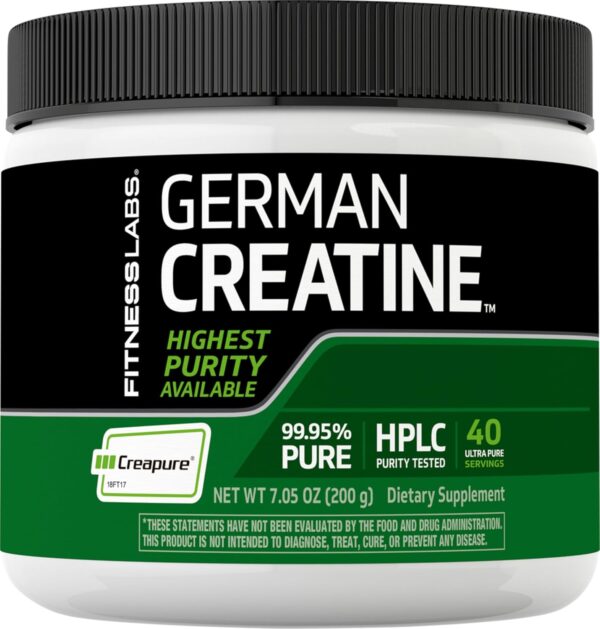 Fitness Labs German Creatine Powder | 7.05 oz | 39 Servings | Creapure | Monohydrate Powder | Non-GMO, Gluten Free Supplement