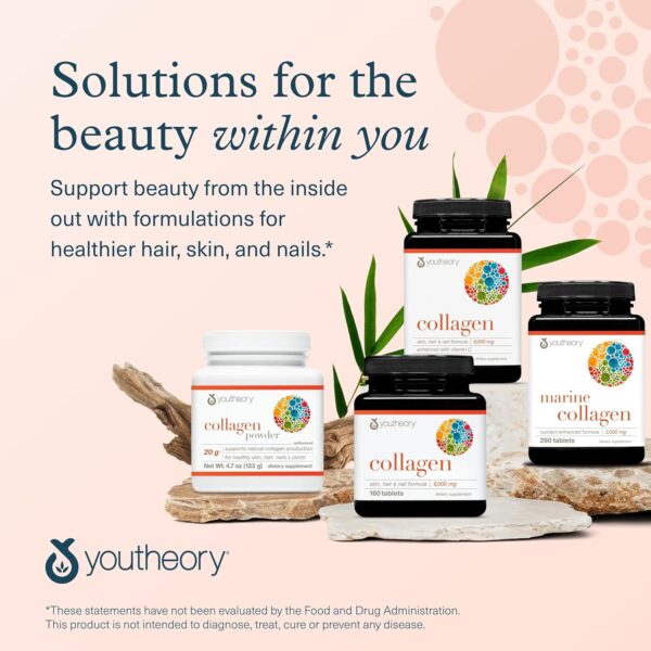 Youtheory Advanced Collagen - 6,000 mg Collagen with Vitamin C - for Hair, Skin & Nails* - Supplements for Women & Men - 290 Tablets