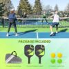 Carbon Fiber Pickleball Paddles - Graphite Pickleball Paddles Set of 2, Polymer Honeycomb Core, 4 Pickleballs, Anti-Slip Sweat-Absorbing Grip, Professioner Paddle Ball Set for Pickleball Players
