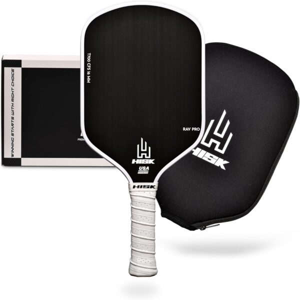 RAV PRO Pickleball Paddle - Ultimate HIGH END 16mm Japanese Toray T700 Raw Carbon Fiber CFS w/Excellent GRIT Roughness Texture, Aero Dynamic Curve, USAPA Approved, Non Slip Grip
