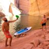 Funsparks Jazzminton Paddle Ball Game with Carry Bag - Indoor Outdoor Toy - Play at The Beach, Lawn or Backyard - 2 Wooden Racquets - 4 Shuttlecocks - 1 Ball