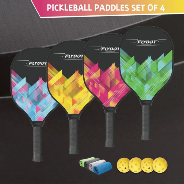 Pickleball Paddles Set of 4,USAPA Approved,4 Indoor&Outdoor Pickleball Balls, Carrying Bag, 4 Cooling Towels,4 Pack Paddles,Pickleball Paddles Pack Gifts for Beginner&Pro