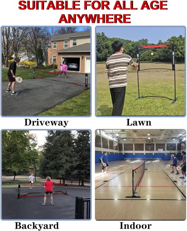 Hoverphenix 10FT Mini Pickleball Net, 4FT Adjustable Height Dink Training Rebounder Net with Paddles Set of 2, Pickleballs and Carry Bag for Outdoor Indoor Driveway Game, Easy Setup