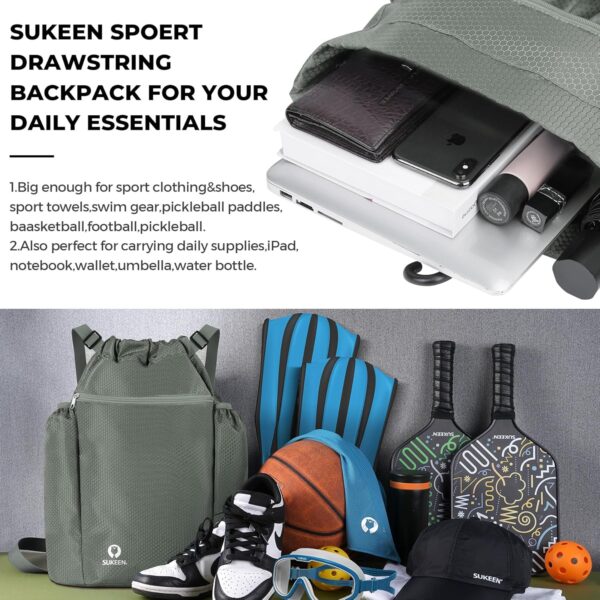 Sukeen Drawstring Backpack Swim Bag Lightweight String Backpack for Beach Pickleball Swimming Pool Gym Workout Gear Sport