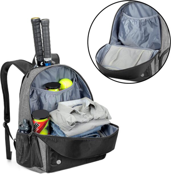 DSLEAF Tennis Backpack for 2 Rackets, Tennis Bag for Men/Women with Separate Shoe Space Hold A Pair of Shoes Up to US Mens 12and Multi-Pockets for Accessories