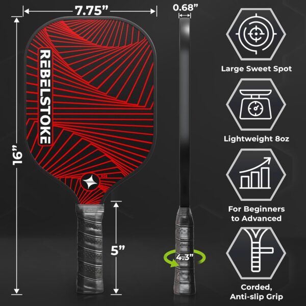 Fiberglass Pickleball Paddles Set of 4 with bag - Pickleball Racket for Adults Comfort Grip, Indoor Outdoor Pickle Ball Kit, Pro Beginner Gear for Training, Pickle Ball Paddle for Women Men