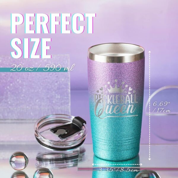 Onebttl Pickleball Gifts for Women, Gifts for Pickleball Lovers, Pickleball Accessories, Insulated 20oz Stainless Steel Travel Tumbler with Straw and Lid, PICKLEBALL QUEEN, Violet-Blue