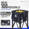 JOOLA Pickleball Ball Caddy - Holds up to 100 Pickleball Balls + 2 Side Pockets - Pickleball Equipment for Practice & Pickleball Machine - Wheeled Cart with Bulk Pickleball Ball Storage Bag,Black