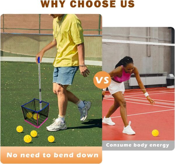 TNZMART Adjustable Pickleball Retriever Portable Pickle Balls Picker Multifunction Ball Collector for Picking and Storage