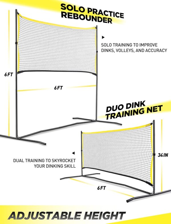 Pickleball Net with Practice Rebounder: 6ft Wide Pickleball Trainer - Practice Rebounder for Solo and Dink Pickle Ball Training