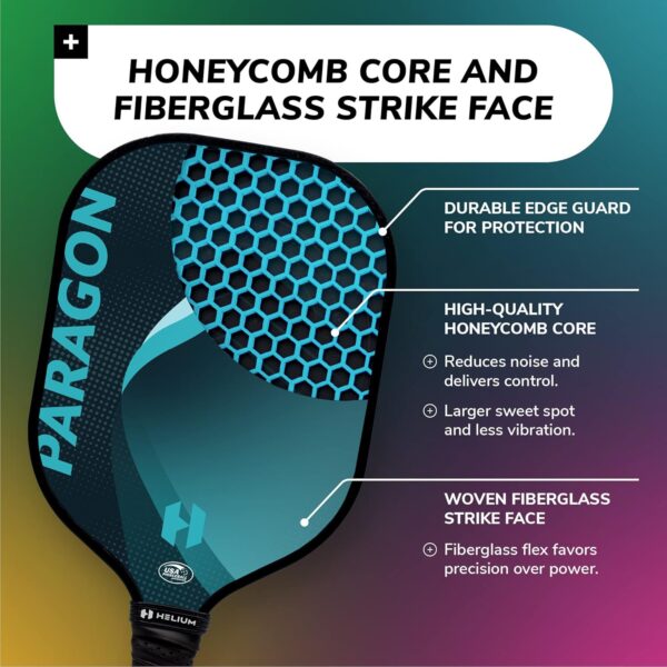 Helium Pickleball Paddle Set of 2 - USAPA Certified - Graphite Fiberglass Surface, Lightweight Honeycomb Core