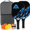 Pickleball Paddles Set of 2,USAPA Approved, Fiberglass Surface Pickleball Set, Polypropylene Honeycomb Core, Anti-Slip Sweat-Absorbing Grip,Portable Carry Bag,Have Fun Together