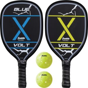 Franklin Sports Pickleball Paddle and Ball Set - (2) Wooden Rackets + (2) Balls - 2 Players Paddle Set - USA Pickleball (USAPA) Approved