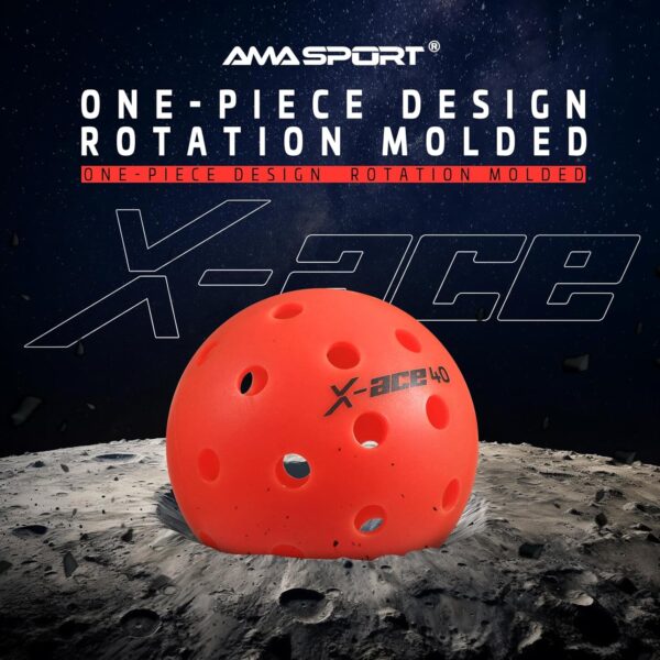 AMA Sport X-ACE Pickleballs - 40 Hole Outdoor Pickleball Balls- Crack-Resistant ONE Piece Balls - 100% POP for Immediate Feedback - Quick Start Tech and Advanced Performance