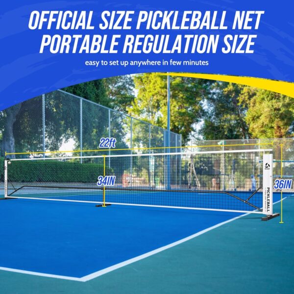 Pickleball Net Set with Pickleball Court Marking Kit 22FT Portable Pickleball Nets with Net Tension Adjuster, Wood Paddles Set of 4 and Carrying Bag for Indoor and Outdoor Use