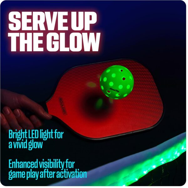 GlowCity LED Pickleball Set: Pack of 4 Glow in The Dark Pickleballs with 20 Hours of Glow Time - Great for Night Time Play