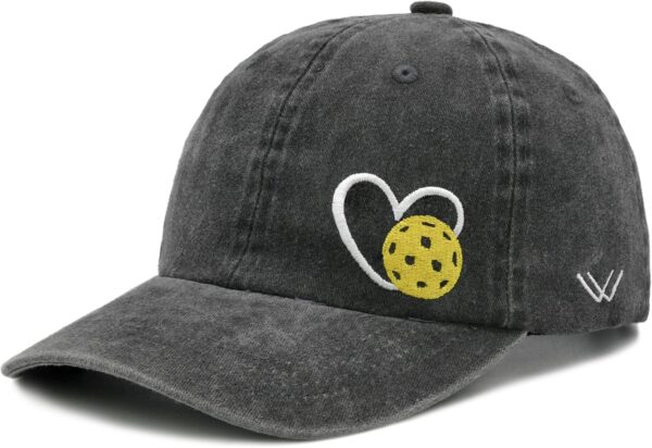 Pickleball Hat, Funny Pickleball Gifts, Adjustable Embroidered Heart Pickle Ball Baseball Cap for Men Women Black