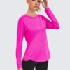 PINSPARK Long Sleeve Workout Tops for Women Crewneck Yoga Shirts Lightweight Athletic Gym Running Sport Casual T-Shirt