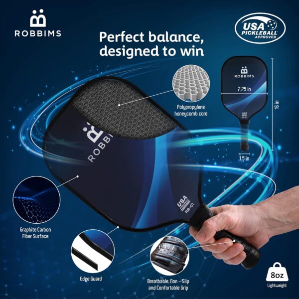 Portable Pickleball Set with Net | 4 USAPA Approved Graphite Paddles, Duffle Bag, Regulation Size Pickleball Net System, Assembly Manual, 8 Outdoor Balls and Carry Bag