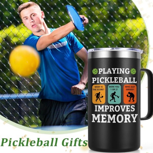 Lifecapido Pickleball Gifts, Playing Pickleball Improves My Memory 20 oz Insulated Coffee Mug, Pickleball Gifts for Men, Birthday Christmas Gifts for Pickleball Players, Pickleball Lovers, Black