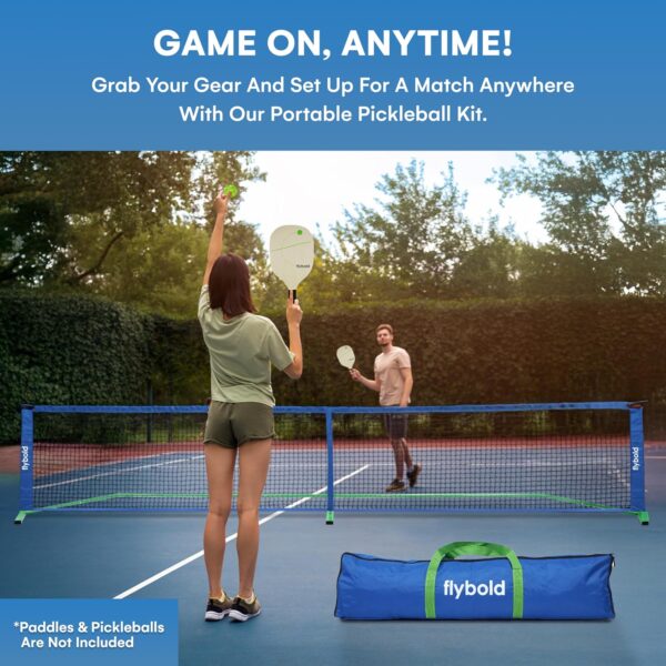 flybold Pickleball Net Set – Lightweight Metal Frame, Easy Setup with Carrying Bag for Indoor & Outdoor Play