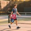 Newluck Pickleball accessories Tote Bag for Women Men with Paddle Cover Pocket External Ball Bag and Adjustable Shoulder Strap Fence Hook