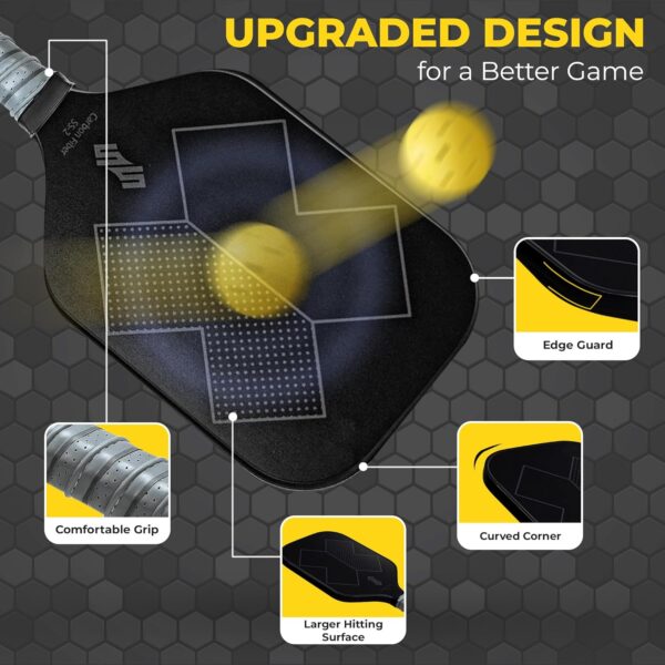 Carbon Fiber Pickleball Paddle - Professional Long Handle, Enhanced Spin & Control | Lightweight Design for Advanced Players, USA Pickleball Approval Pending