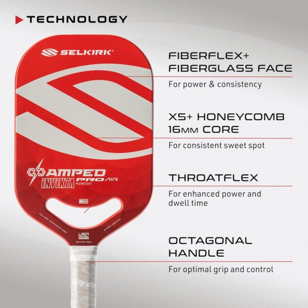 Selkirk Sport Amped Pickleball Paddle | Assembled in The USA | Amped Control or Amped Pro Fiberglass Pickleball Paddle | Unrivaled Precision & Control
