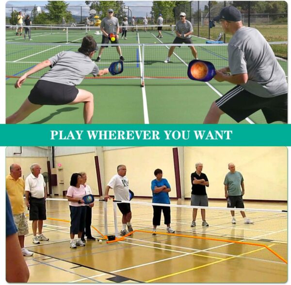 Zdgao Portable Pickleball Net for Driveway, 22 FT Regulation Size & 11 FT Half Court Size Pickle Ball Net with Pickleballs and Carry Bag, 2 in 1 Pickle Ball Net Set for Backyard