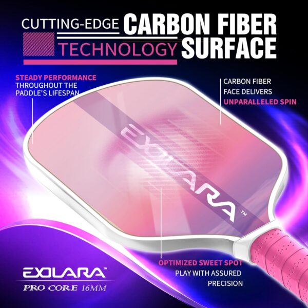 Stylish Pickleball Paddle with Cover Case, Graphite Carbon Fiber Surface, Honeycomb Core, Non-Slip Grip Tape Paddle Cover Set Protective Edge for Beginners & Intermediate Players