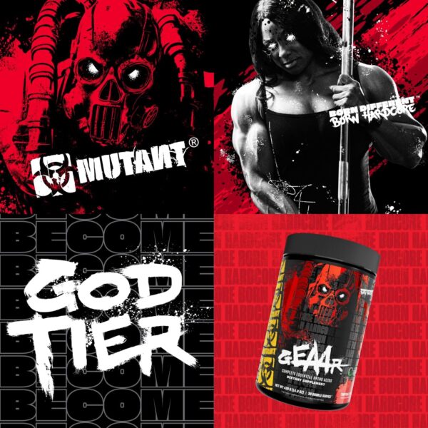 Mutant GEAAR - 9.4g of EAA Powder + Arginine, 7g BCAAs, 4g Leucine, Electrolytes, Coconut Water, No Artificial Colors or Flavors, Delicious Taste - 30 Servings - Rocket Pop - 400g
