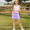 Perfashion Girls Pleated Tennis Skirt Golf Skorts High Waisted Mini Athletic Shorts Pockets 4-13Y