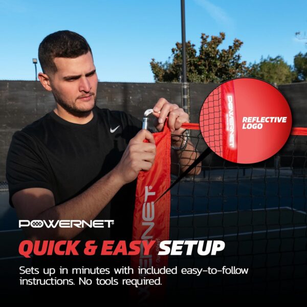 PowerNet Portable Badminton Net for Beach, Backyard, Driveway or Gym, Indoor Outdoor Tennis, Badminton, Pickleball Net, 10ft Wide x 3ft to 5ft Adjustable Height