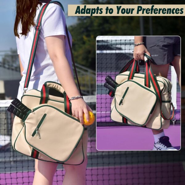 Pickleball Bags for Women, Pickleball Bag Tote with Front Pocket Fits 2 Paddles, Cute Pickleball Paddle Bag with Fence Hook & Shoulder Strap, Pickleball Gifts Accessories for Women Ladies