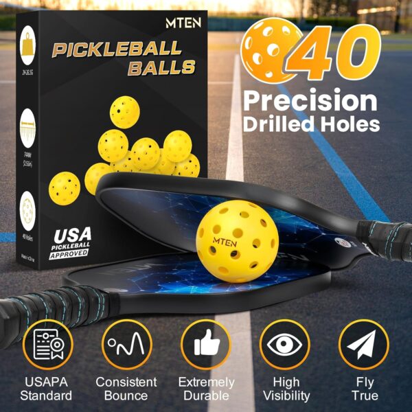 Outdoor Pickleballs, USAPA Approved Pickleballs Balls, 12 Pack 40 Holes Outdoor Pickleball Balls, High Bounce True Flight & Durable for All Skill Levels