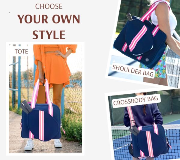 Pickleball Sports Tote Bag with Racket Holder, Neoprene, Adjustable Shoulder Strap