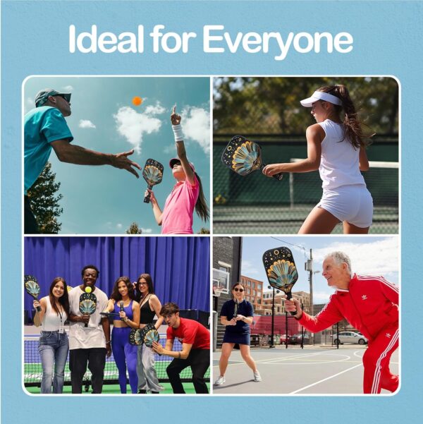 81P0-MLVNL._AC_SL1500_.jpg Pickleball Paddles,16MM Pickleaball Paddle with Carbon Fiber Sandblasted Finish&Polymer Honeycomb Core Provides Lighter Weight(8.11 Oz)&Higher Grit&Spin,BlueBean