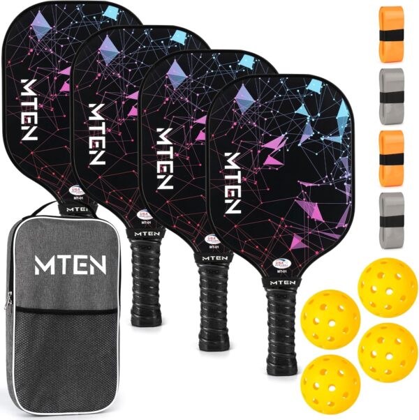 Pickleball Paddles, USAPA Approved Fiberglass Surface Pickleball Set with Pickleball Rackets, Pickleball Paddles Set ​for Men Women