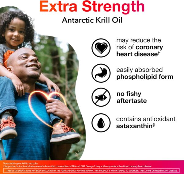 MegaRed Antarctic Krill Oil 500mg Omega 3 Fatty Acid Supplement, Extra Strength EPA & DHA Krill Oil Softgels (90cnt Box), Astaxanthin, Heart Health Supplement with No Fish Oil Aftertaste