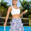 WOWENY Women's Active Skort Athletic Ruffle 17" Pleated Tennis Skirt with Pocket for Ladies Running Golf Workout