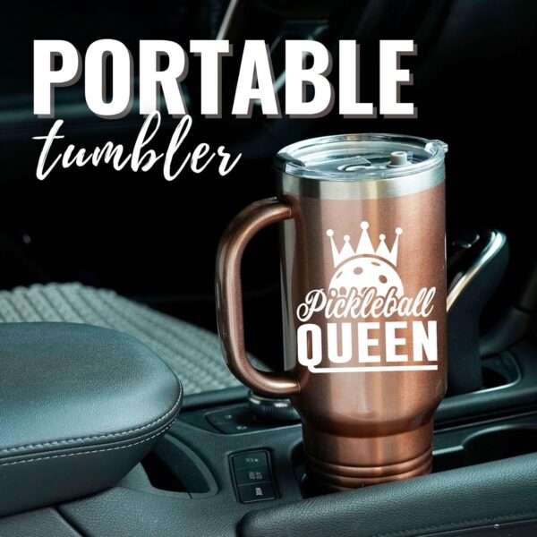 Onebttl Pickleball Gifts for Women, Gifts for Pickleball Lovers, Insulated 40oz Stainless Steel Tumbler with Handle and Straw Lid, Pickleball Accessories, Pickleball Queen, Rose Gold