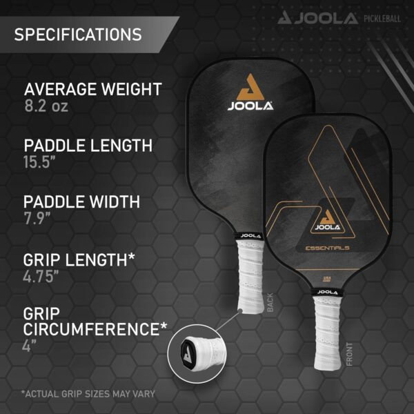 JOOLA Pickleball Paddle – Reinforced Fiberglass Surface, Honeycomb Polypropylene Core, USAP Approved Paddles, Durable & Beginner-Friendly Pickleball Racket w/Comfortable Grip, Multiple Colors