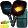 USAPA Approved Carbon Fiber Pickleball Paddle Set of 2, Lightweight Graphite Pickleball Rackets for Men & Women