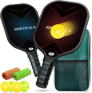 USAPA Approved Carbon Fiber Pickleball Paddle Set of 2, Lightweight Graphite Pickleball Rackets for Men & Women