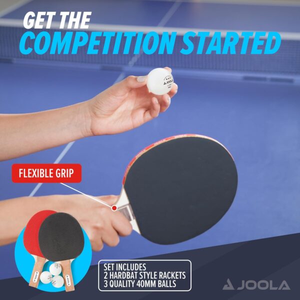 JOOLA Essentials Duel 2-Player Table Tennis Racket Set with 2 Ping Pong Paddles & 3 Balls - Pips Out Hardbat Ping Pong Rackets Great for All Playing Levels & Ages - White Ping Pong Balls